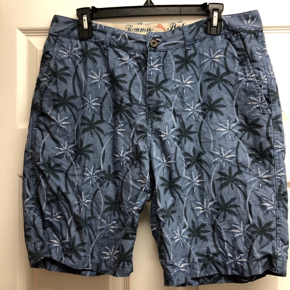 Tommy Bahama Navy and White Palm Print Casual Shorts